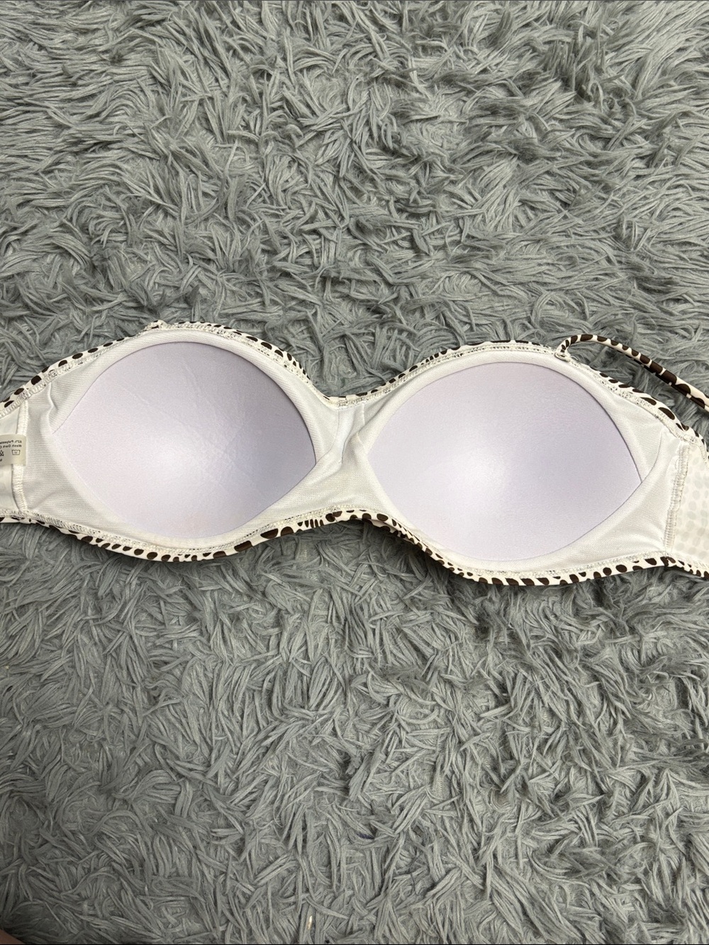 Brown and Off-White Polka Dot Ruched Bikini Top - Picture 10 of 16